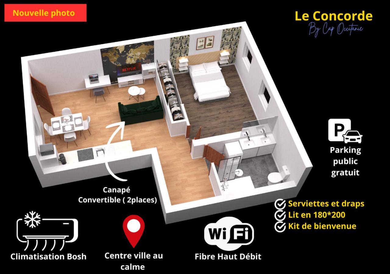 LE CONCORDE-Cosy-WIFI-Clim-Idéal-famille et pros Bram Esterno foto